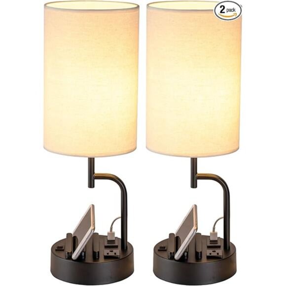 Table Lamp with 3 USB Charging Ports, Modern Desk Lamp with AC Outlet - Picture 8 of 8